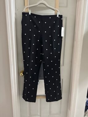 Polka Dot Boot-Cut Pants - Black with White Dots
